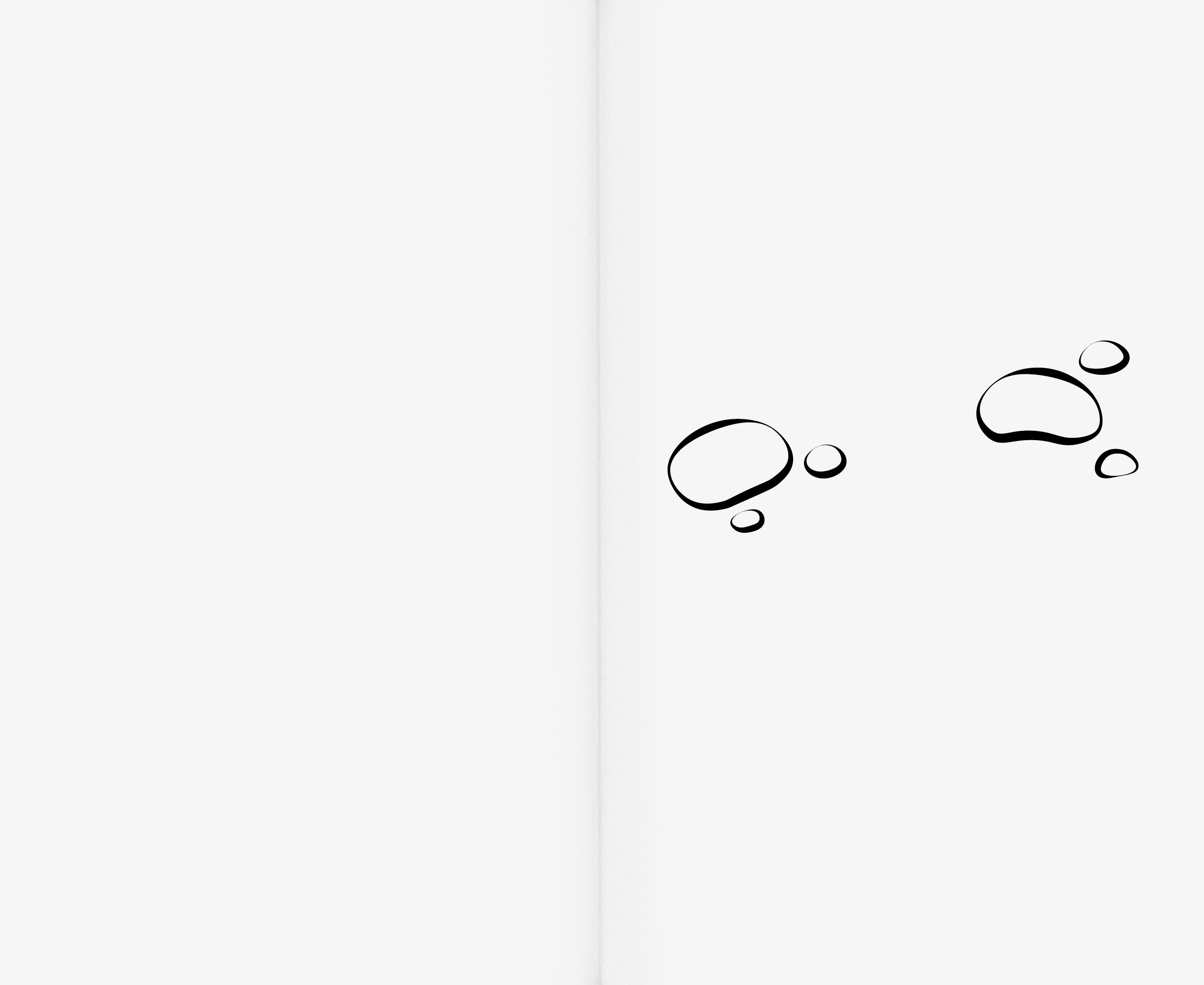 Open book spread with small drawn thought bubbles, The Sad Girl Era by Margarita Kosareva