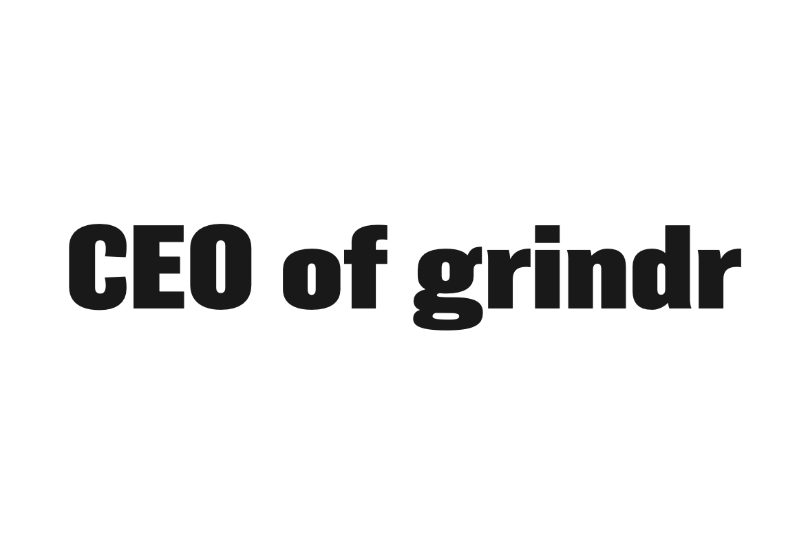 Bold black slogan "CEO of grindr", T-shirt graphic design
